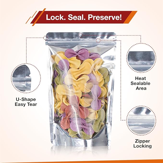 BELLE KR® 5x8 Mylar Bags Stand Up - Pack Of 1000-7.5mil Thick - Clear Mylar Bags with See Through Window for Freeze Dryer
