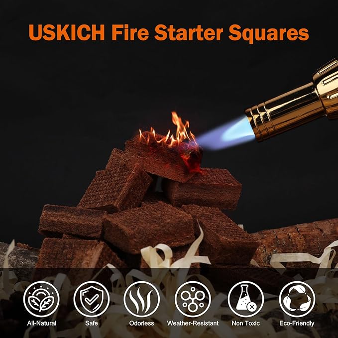 Fire Starter Squares 72Pcs,Natural Fire Starters for Campfires,Grill,BBQ,Wood Stove -Waterproof,Weather Resistant Fire Starters for Fireplace-Camping Firestarter Cubes Accessories Kit