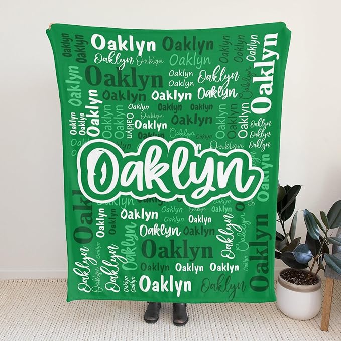 Custom Blanket with Name Personalized Blankets for Kids Adult Boys Girls Flannel Monogrammed Customized Blankets Throw (50''x60'')