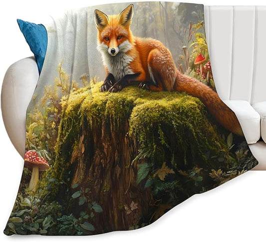 Tijuboni Fox Throw Blanket Fox Gifts for Girls Boys Women Men Kids Adults Soft Flannel Fleece Blanket for Couch Sofa Bed Home Decor 40"x50"