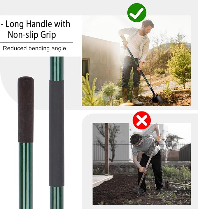 VNIMTI Heavy Duty Gardening Shovel, 56 Inch Round Blade with Fiberglass Handle (Green)