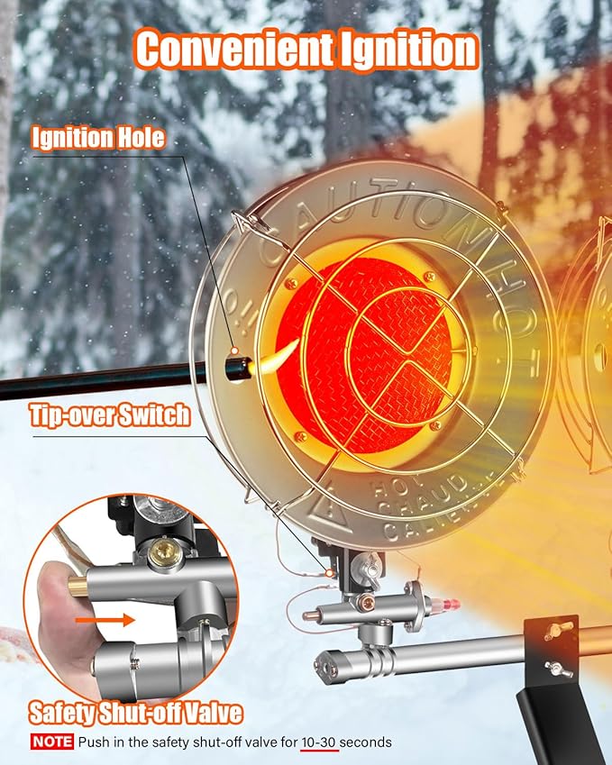 30000 BTU Portable Propane Heaters for Indoor Outdoor Use, Natural Gas Propane Tank Heater for Patio Garage RV Camping Tent Hunting Ice Fishing Shed Emergency Power Outage, Large Safe Space Heater