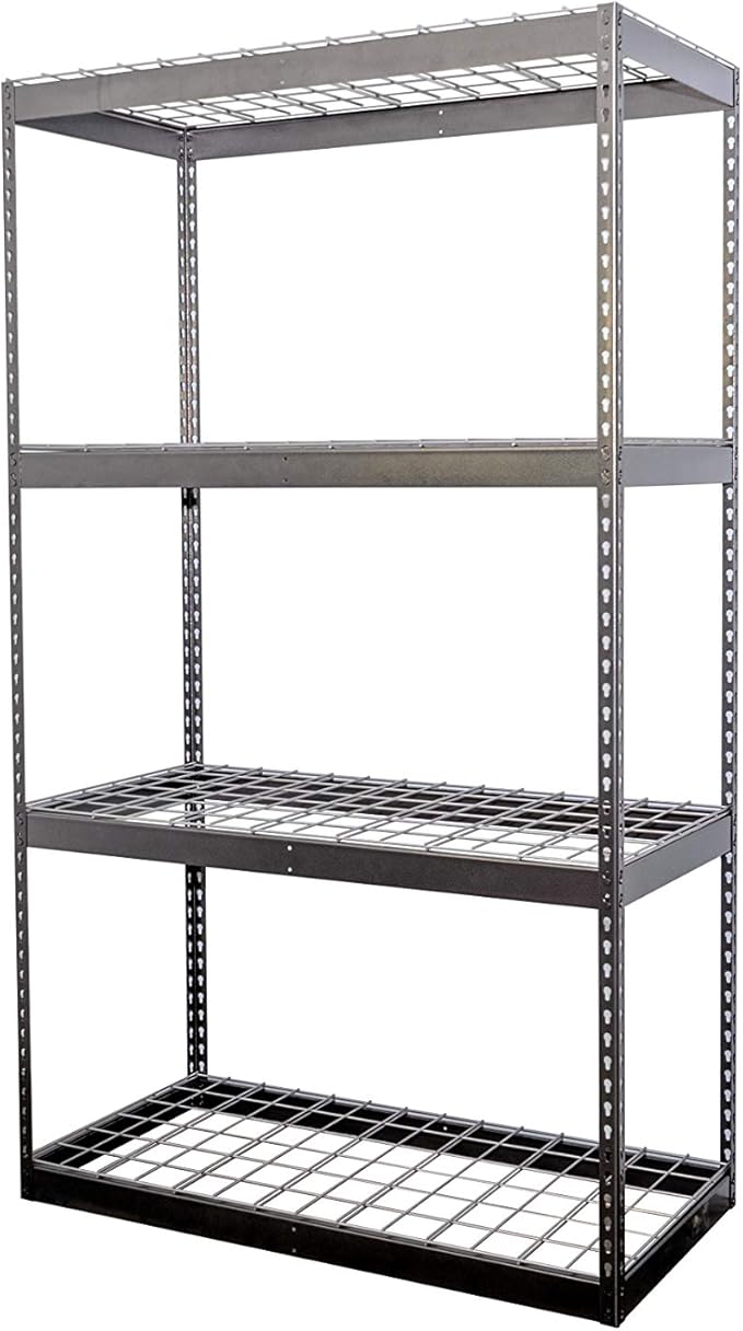 SafeRacks Garage Shelving Unit - Storage Shelf That Holds 300 Pounds Per Shelf Rack - All Steel Garage Shelves - Easy to Assemble, Hammertone (24" x 48" x 84")
