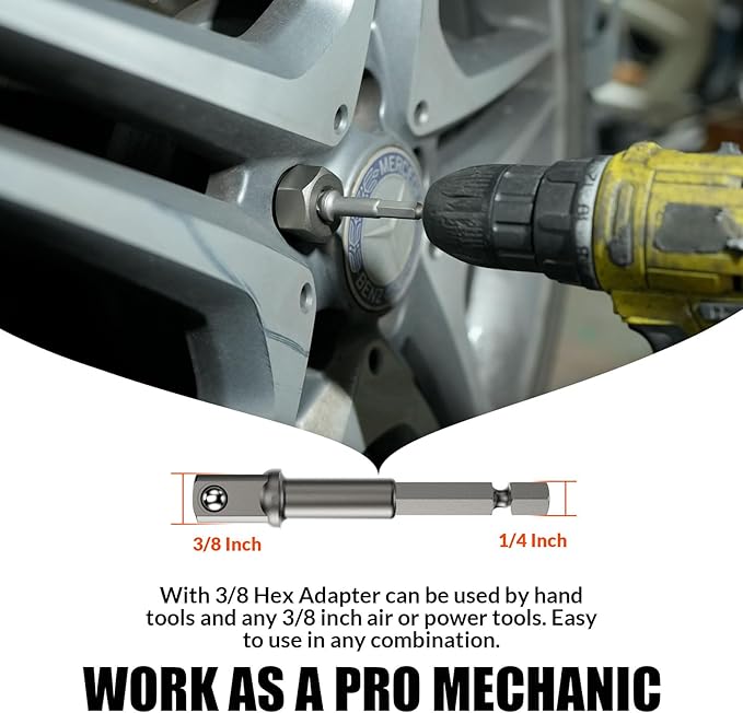 Bolt Extractor Set Heavy Duty, 13Pcs Bolt Extractor Kit with 3/8 Inch Adapter, Stripped Lug Nut Remover, Easy Out Bolt Remover Set for Rusted, Rounded, Damaged Nuts Screws