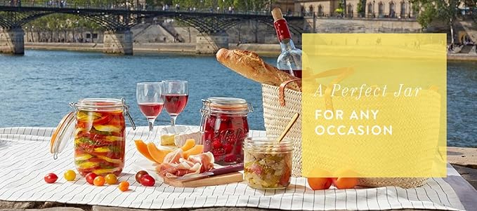 Le Parfait Super Jar - French Glass Canning Jars, 250mL, Wide Mouth, Clear (8oz/Half Pint, 6 pk)