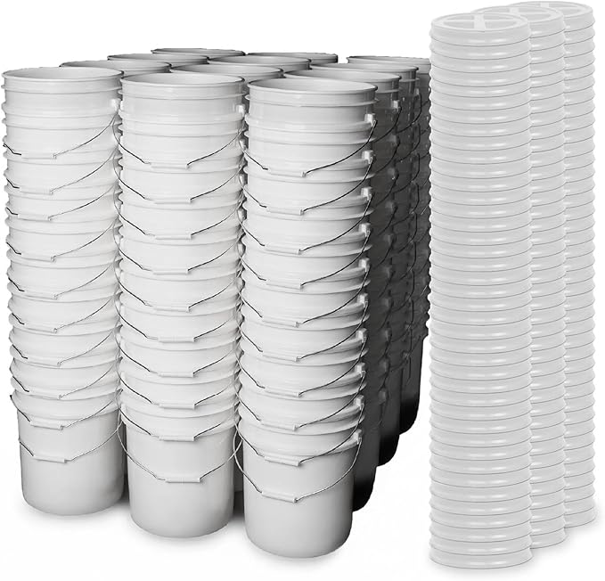 ePackageSupply Premium 5 Gallon Food Grade Plastic Pail with Gamma Seal Lid | Made in USA | BPA-Free | Heavy-Duty 90 Mil | Airtight Stackable Container, 120 Count