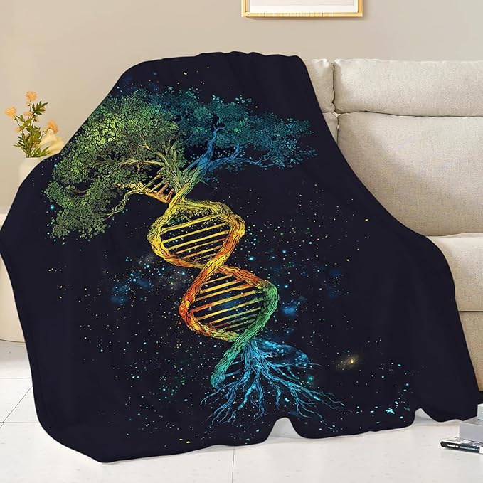 Dynova Tree of Life Blanket Cozy Plush Galaxy DNA Throw Blankets Fuzzy Flannel Fleece Gifts for Girls Boys Women Men Decor 60"X50"