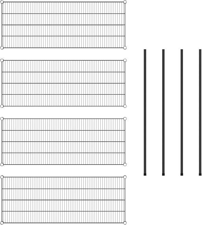 Commercial NSF Listed Black Epoxy Stationary Wire Shelving Kit 21" x 54" x 54", with 4 Shelves Perfect for Warehouse, Walk-in Refrigerator, Freezer, Grocery Store, Restaurant, Dishroom