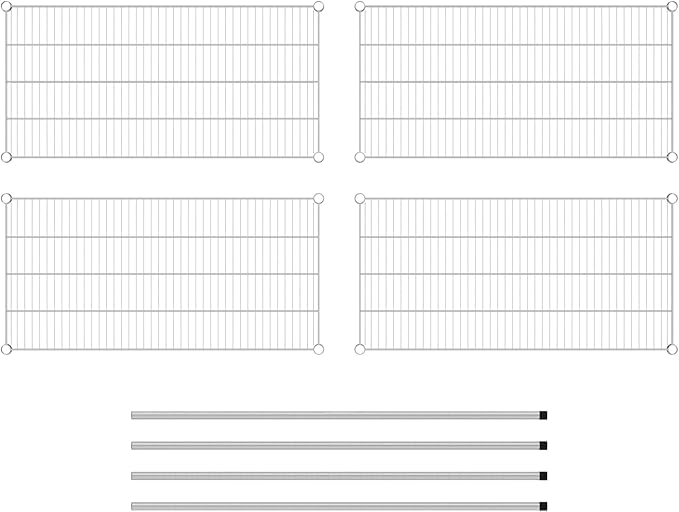 Commercial NSF Listed Chrome Stationary Wire Shelving Kit 21" x 42" x 54", with 4 Shelves Perfect for Warehouse, Walk-in Refrigerator, Freezer, Grocery Store, Restaurant, Dishroom