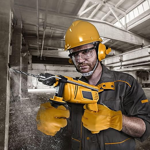Garden Gloves, Puncture Resistant Gloves, Cowhide Protective Gloves for Gardening/Logging/Construction/Truck Driving