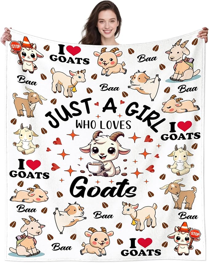 Cute Goat Blanket Gifts for Goat Lovers Women Girls Kids Adult,Animal Sheep Throw Blanket Goats Stuff Plush for Couch Sofa Bed Room Decor 60"x50"