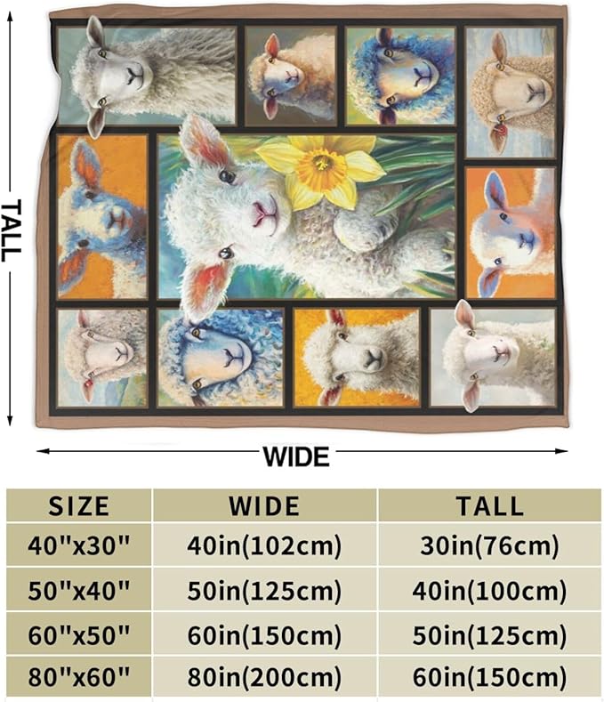 Cute Sheep Blanket Goat Animal Blankets Fleece Plush Flannel Super Soft Cozy Warm Lightweight Lamb Lover Decor Gifts for Boys Girls Kids Adults Men Women 40" x 50"