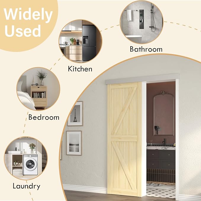 5FT Sliding Barn Door Hardware, Low Clearance Aluminium Alloy Box Rail Hardware for Wooden Barn Door, Interior Barn Door Track, Easy to Install