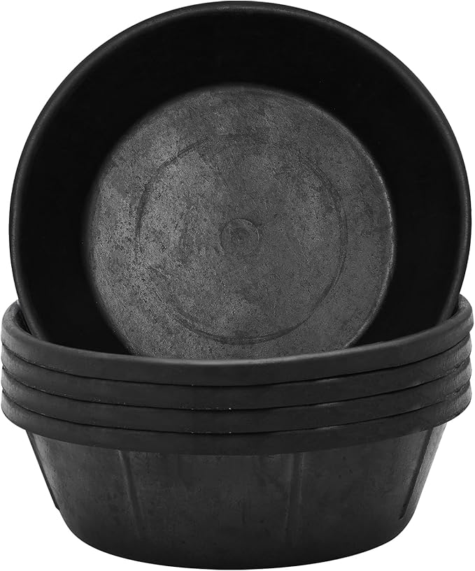 Sadnyy 5 Pcs 8 Quart Rubber Feeder Pan Utility Horse Feed Bucket Pig Bowl for Goats Dogs Cats Chicken Dust Bath Container Animal Feeding, 14.5 x 4.5 inches/ 37 x 11.5 cm