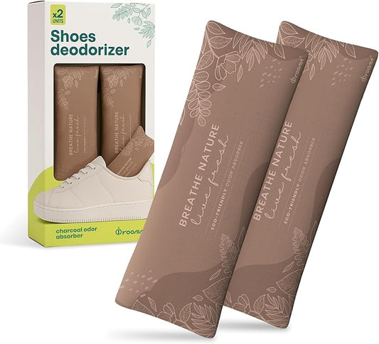 Roonin Shoe Freshener - Gym Bag Deodorizer - Boot Deodorizer - Shoe Odor Elimination - Activated Charcoal Odor Absorber - Stinky Shoes Smell Eliminator (2-pack)