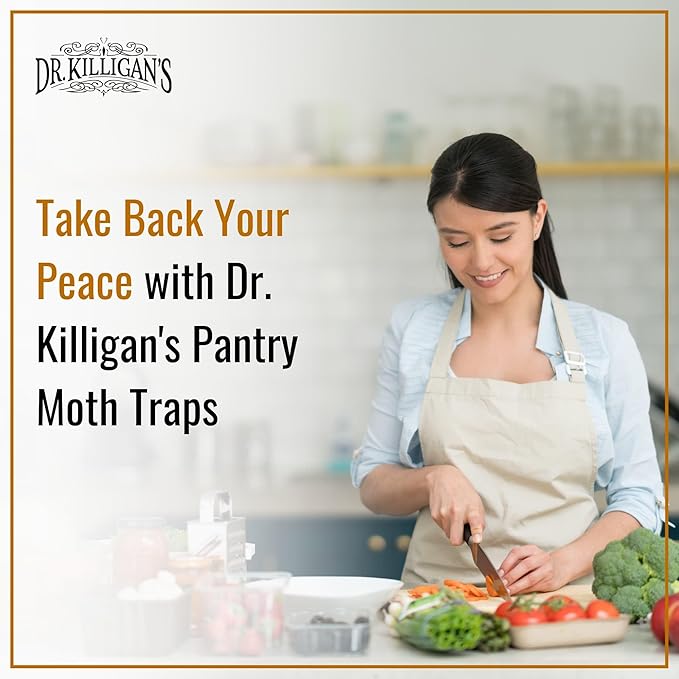 Dr. Killigan's Premium Double Potent Pantry Moth Traps with Pheromones Prime, Sticky Indian Meal Moth Traps for Kitchen, How to Get Rid of Moths in House (20 Pack, Black)