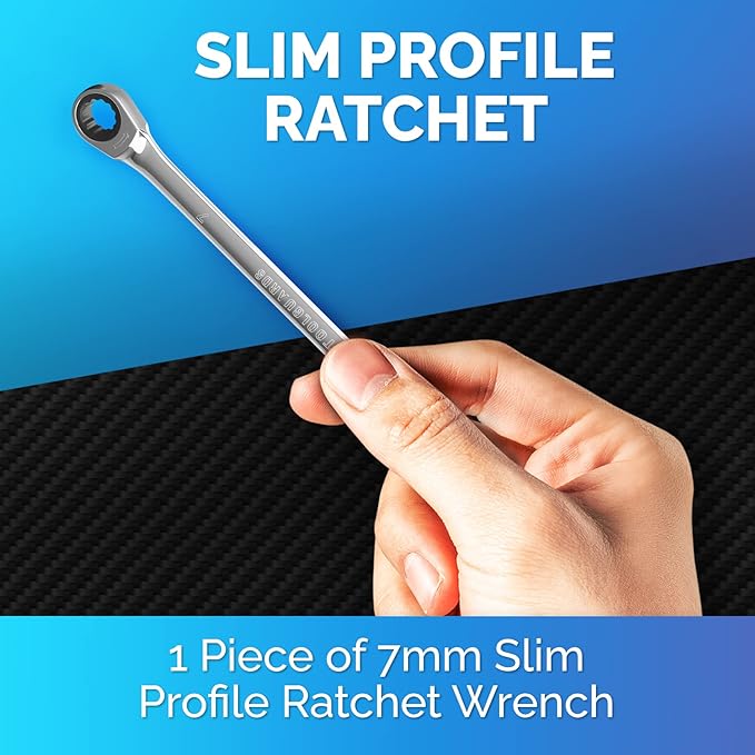 TOOLGUARDS 7mm Wrench - Ratcheting Wrench - Slim Profile - Ratchet Wrench - 100% Lifetime Satisfaction Guarantee