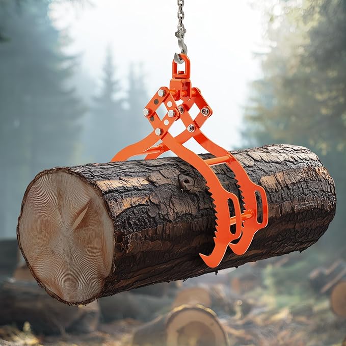 VEVOR 28in Log Lifting Tongs, 4-Claw Log Tongs, Heavy Duty Steel Log Grapple, 1000LBS Lifting Capacity, Swivel Log Graper Timber, Eagle Claw Design, Log Skidding Tongs for Trucks, Tractors, Forklifts