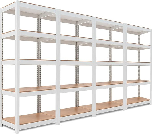 HOMEDANT House 5 Tier 24.4" W Laminated Metal Shelving Unit Adjustable Storage Utility Rack Heavy Duty Shelves Organization Multipurpose Shelf Kitchen Garage Pantry Closet 4 Pack