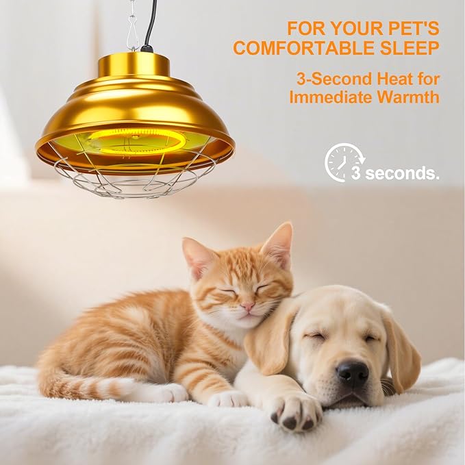 Heat Lamp for Chicken Coop WithFuse, 600 Watts Carbon Fiber Chicken coop Heater, Adjust 2 Mode Temp&Hanging Height, Waterproof For indoor &Outdoor Used,Suitable for Amphibians,chick,Duck,Pets