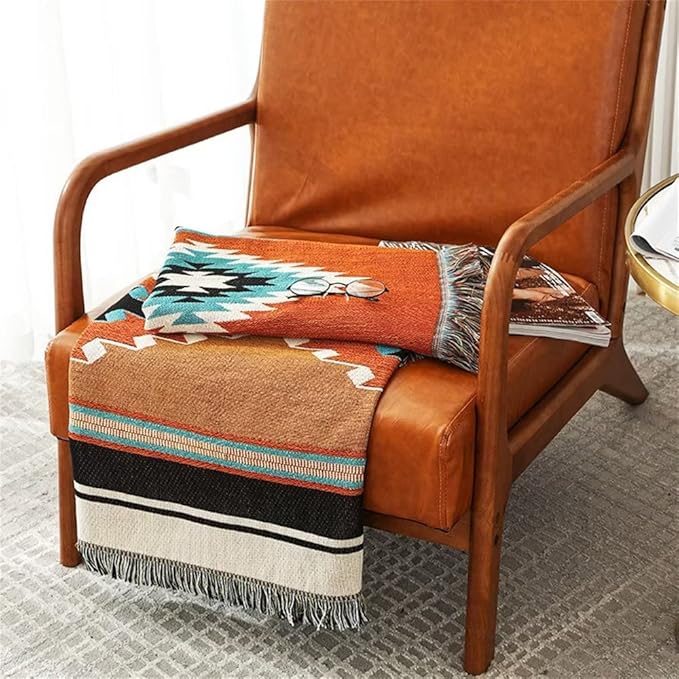 Lqprom Southwest Throw Blankets Aztec Southwestern Throws Cover Boho Native American Blankets for Gift Sofa Table Bed Living Room Decor Outdoor Camping Picnic Tent Beach Car Traveling 63"x87"