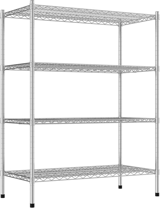 Commercial NSF Listed Chrome Stationary Wire Shelving Kit 21" x 42" x 54", with 4 Shelves Perfect for Warehouse, Walk-in Refrigerator, Freezer, Grocery Store, Restaurant, Dishroom