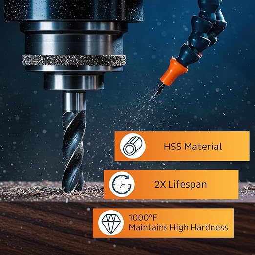 130 Pcs HSS Twist Drill Bit Set - 1/16"-1/4" (0.8mm-6.5mm) - 13 Sizes High Speed Steel High-precision Hex Straight Shank Twist Drill Set for Drywall Cutting Wood Plastic Aluminum Alloy Metal