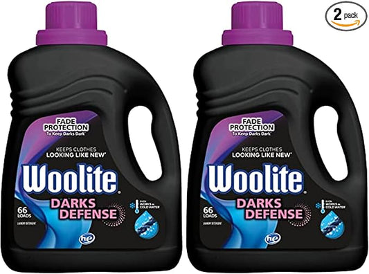 Woolite Darks Defense Liquid Laundry Detergent | 66 Loads | 100 Fl Oz | HE & Regular Compatible | Pack of 2