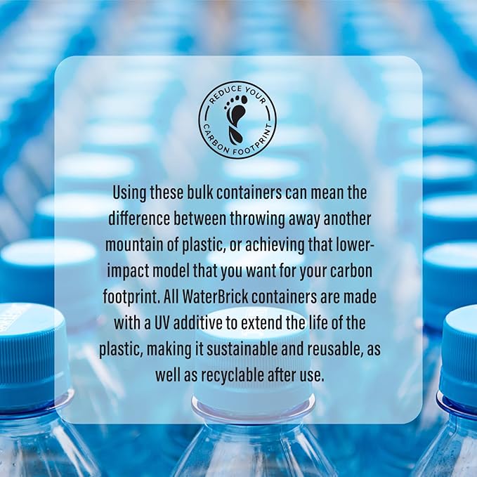 WaterBrick International Water Storage Containers for Emergency Water Storage | 4-Pack of Stackable 3.5 Gallon Water Container Bricks | Food-Grade HDPE Plastic | BPA-Free | STD Blue