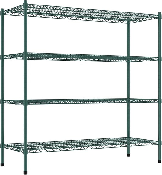 Commercial NSF Listed Green Epoxy Stationary Wire Shelving Kit 21" x 54" x 54", with 4 Shelves Perfect for Warehouse, Walk-in Refrigerator, Freezer, Grocery Store, Restaurant, Dishroom