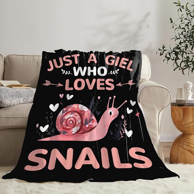 Snails Blanket Gifts for Girls Women Snail Stuff Throw Blankets Cozy Plush Fleece Flannel Fuzzy for Bed Decor 60"X50"