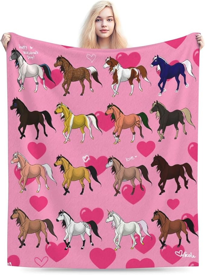 Mudiwa Horse Blanket Colorful Farm Horse Flannel Plush Throw Blanket Cozy Fluffy Horse Animal Fleece Bedding Stuff Decor Blanket Gifts for Lover Teens Girls Boys Kids Adults Women Bed Travel 40"x50"