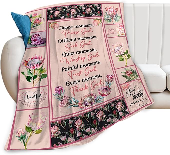Christian Religious Prayer Blanket Ultra Soft Cozy Spiritual Bible Verse Throw Blanket Fleece Fuzzy Plush Bedding Christian Gifts for Women Girls Kids Adults 50"x40"