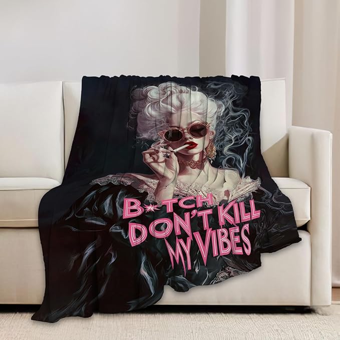 Vintage Woman Blanket Fashion Women Throw Blankets Gifts for Girls Boys Kids Soft Cozy Fleece Plush for Couch Sofa Bed 80"x60"