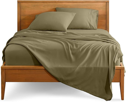 Bare Home Full Sheet Set - Luxury 1800 Ultra-Soft Microfiber Full Bed Sheets - Double Brushed - Deep Pockets - Easy Fit - 4 Piece Set - Bedding Sheets & Pillowcases (Full, Olive)
