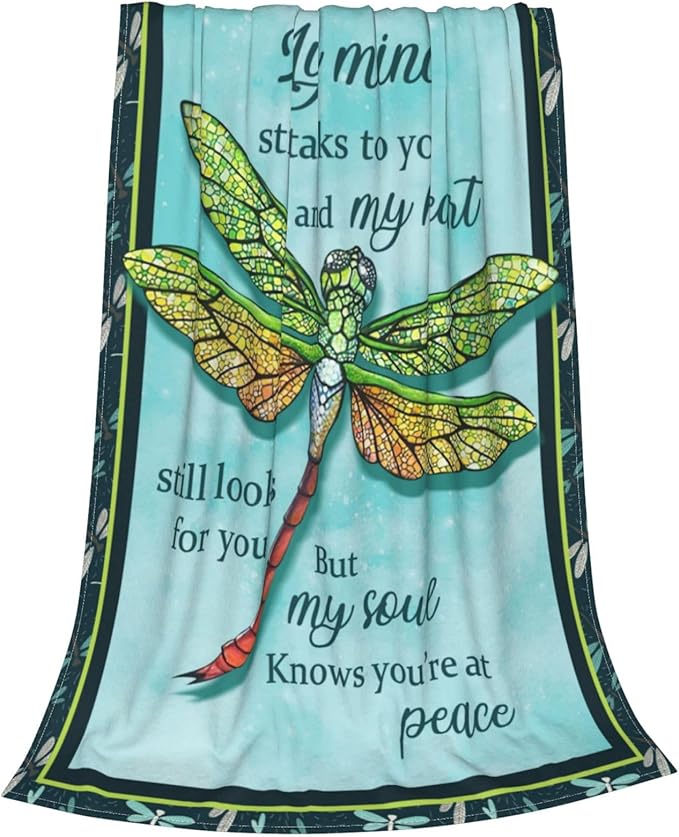 Dragonfly Blanket Dragonfly Throw Blanket Soft Fleece Flannel Bedding Dragonflies Gifts for Women Girls Lovers Adults Stuff Plush for Couch Sofa Bed Room Decor 50"X60"