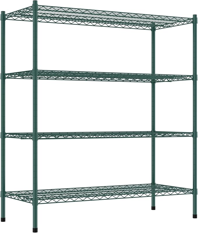 Commercial NSF Listed Green Epoxy Stationary Wire Shelving Kit 21" x 48" x 54", with 4 Shelves Perfect for Warehouse, Walk-in Refrigerator, Freezer, Grocery Store, Restaurant, Dishroom