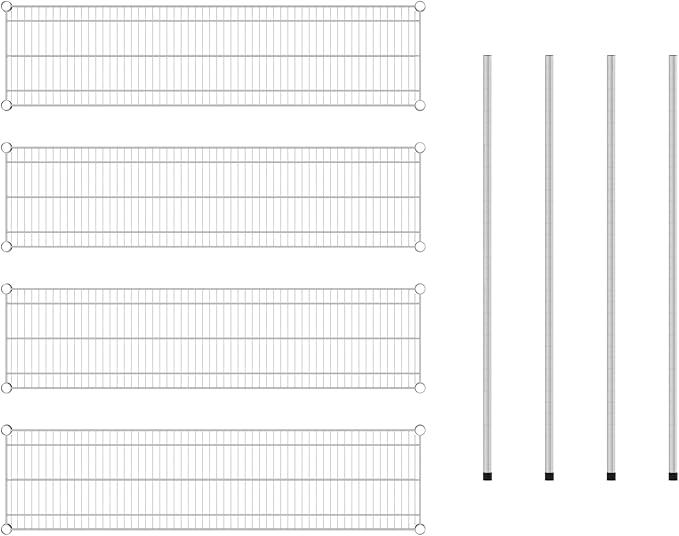 Commercial NSF Listed Chrome Stationary Wire Shelving Kit 14" x 54" x 54", with 4 Shelves Perfect for Warehouse, Walk-in Refrigerator, Freezer, Grocery Store, Restaurant, Dishroom