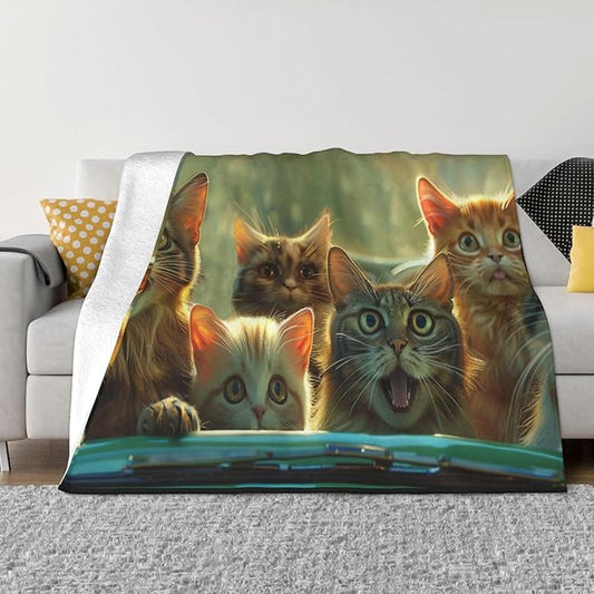 Cat Throw Blanket Cute Cats Decor Blanket Super Cozy Plush Lightweight Soft Plush Flannel Fleece Blanket Gifts for Cat Lover Girls Boys Kids Women Men Teenager for Sofa Bed Couch 60"X50"