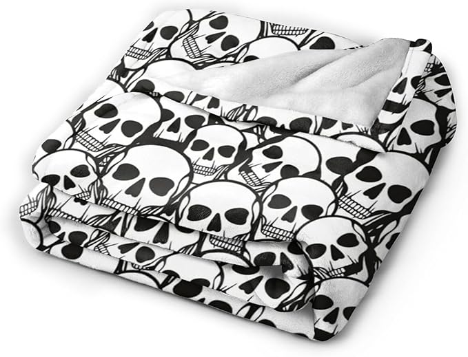 Mudiwa Gothic Skeleton Flannel Plush Throw Blanket - Cozy Lightweight Skull Decor Fleece Bedding Stuff - Gifts for Skull Lovers - Women, Men, Kids - 60"x80"