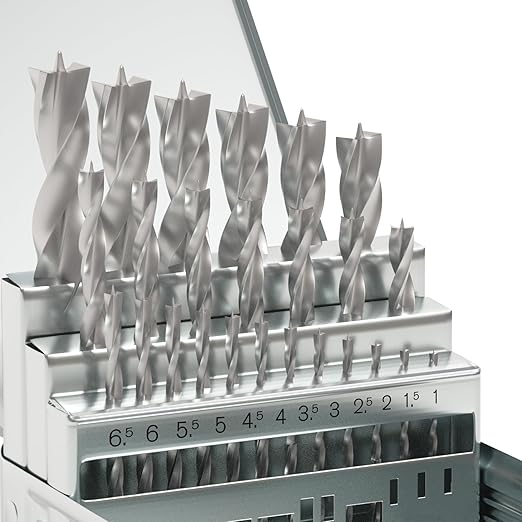 Metric Brad Point Wood Drill Bit Set, 25Pcs High Speed Steel Drill Bit Set with Double Flutes Design for Carpenter Woodworking and All Types of Wood (1mm - 13mm)
