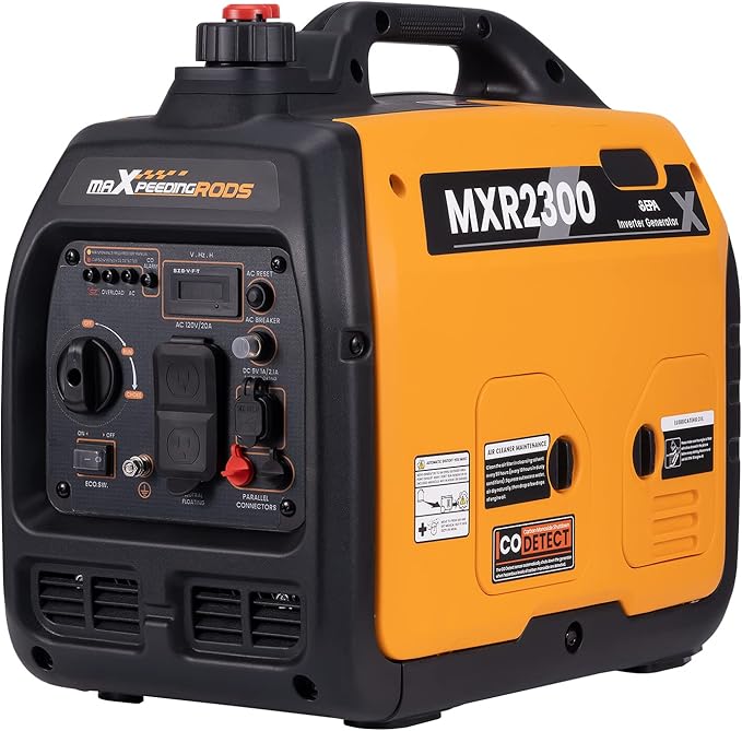 maXpeedingrods 2300W Portable Inverter Generator,40lbs,Gas Powered,Quiet Generator,Backup Power Supply for Outdoor Camping RV Ready,EPA/ISO Compliant