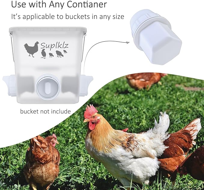 DIY Chicken Feeder Ports Rain Proof Gravity Feed Kits for Buckets, Bins, Troughs and More, 8 Ports