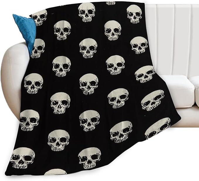 Gothic Skull Blanket, Soft Plush Fleece Throw Blanket - Cozy Warm Stuffed Blankets Bedding Skull Gifts for Women Girls Kids Adults 50"X60"