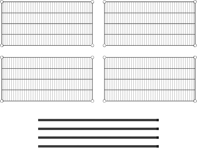 Commercial NSF Listed Black Epoxy Stationary Wire Shelving Kit 21" x 42" x 54", with 4 Shelves Perfect for Warehouse, Walk-in Refrigerator, Freezer, Grocery Store, Restaurant, Dishroom