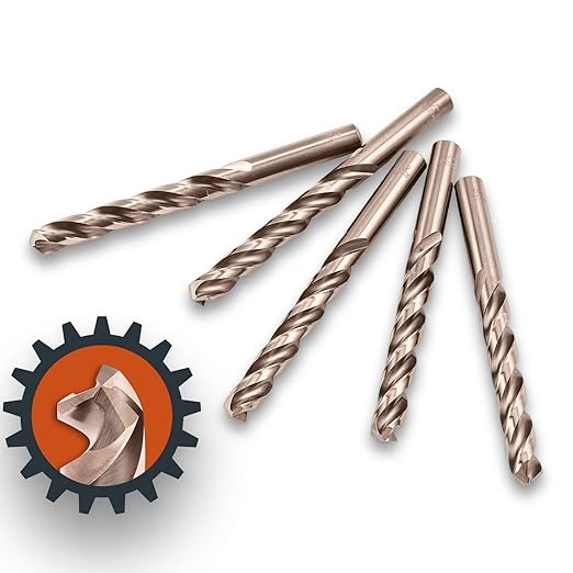 Lichamp 1/2" HSS Cobalt Drill Bits 5PCS with Three Flute for Hard Metal, Hardened Stainless Steel and Cast Iron