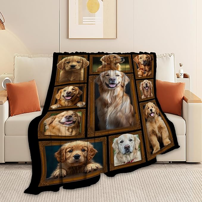 Golden Retriever Blanket, Golden Retriever Dog Throw Blanket, Dog Pet Gifts Blankets Stuff Fleece Flannel Plush for Girls Women Lovers Adults Soft Bedding Gift for Sofa Bed Office Home Decor 80"x60"