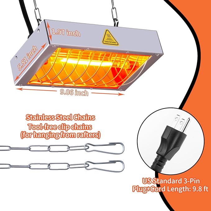 Chicken Coop Heat Lamp,400W High-Power Adjustable Chicks House Brooder Heater Warmer Lamp for Supplies Livestock,Heats Faster,Stays Hotter Longer (L9xW6xH2 inch)