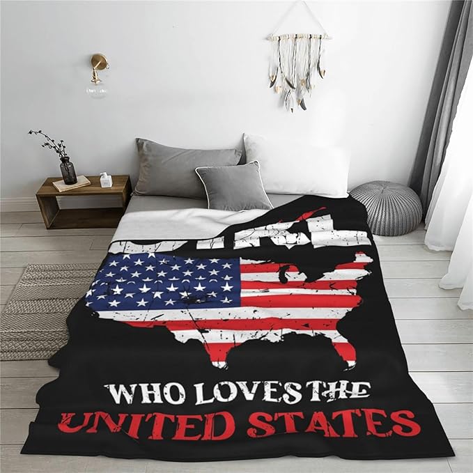 American Girl Throw Blanket Just A Girl Who Loves United States Decor Blanket Super Cozy Plush Lightweight Soft Plush Flannel Fleece Blanket Gifts for Girls Boys Kids Women for Sofa Bed Couch 50"X60"