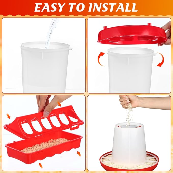 4 Pack 6l Heated Chicken Waterer for Winter Poultry Feeder Poultry Heated Constant Temperature Fountain with Leg Support for Chicken Coop Chicks Birds Duck Pigeon Farm Supplies